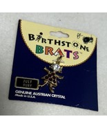 VTG NOS Charm Birthstone Brats Girl July Ruby Austrian Crystal Goldtone - $12.18 CAD