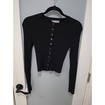 Everlane Ribbed Button-Front Cardigan Sweater Black Size M - $35.00