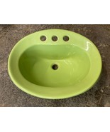 Vtg 70s 1975 Fresh Bright Apple Lime Green Chartreuse Drop In Bathroom Sink - £317.95 GBP