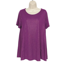 Lane Bryant Blouse Top Size 10/12 Purple Sparkly Scoop Neck Short Sleeve - £20.15 GBP