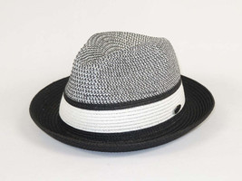 Men's Bently Semi Crushable Fedora Briad Straw Hat Dante DA221 Black White image 2