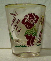 Vintage Here&#39;s Looking At You Black Americana African Natives Novelty Shot Glass - £9.59 GBP