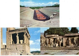 3 Postcards Greece Athens Stadium Sculpture Bacchus Caryatides Unposted - £3.98 GBP