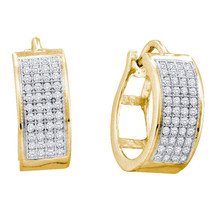 10k Yellow Gold Womens Round Diamond Huggie Fashion Earrings 1/4 Cttw - £270.18 GBP