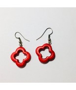 Women&#39;s Red Drop Dangle Cutout Earrings Jewelry - £19.69 GBP