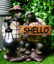 Ebros Tortoise Lovers Solar LED Lantern Light SHELLO Greeting Sign Statu... - £71.73 GBP