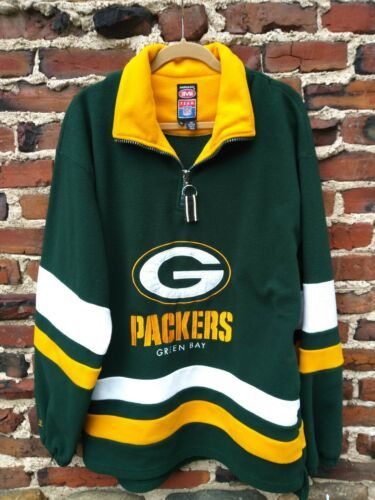 Green Bay Packers NFL Mirage 1/4 Zip Pullover Fleece Sweatshirt Vintage Football - $74.25