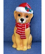 Holiday Time 11&quot; Tabletop Blow Mold Gingerbread Puppy Dog Santa Hat Ligh... - £14.84 GBP