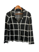 BARTOLINI Womens Sweater Gray/White Checked Cardigan Long Sleeve Size M - £11.23 GBP