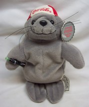 Coca-Cola Coke Cute Seal W/ Baseball Cap Hat 8&quot; Bean Bag Stuffed Animal Toy New - £11.70 GBP