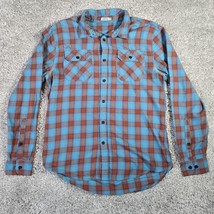 Gramicci Shirt Mens Medium Blue Orange Plaid Flannel Button Up Long Slee... - £17.45 GBP