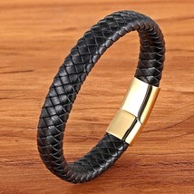 TYO Classic Top quality Stainless Steel Gold Magnetic Clasp Brown Woven Italy Re - £10.03 GBP