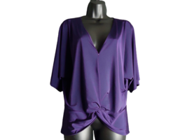 Express V-neck With Snap Twisted Hem Short Sleeve Blouse in Purple Size ... - £10.08 GBP