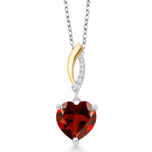 0.70 Carat Heart Cut Red Garnet Women&#39;s Pendant 14k Two Tone Gold Finish 925 - £69.53 GBP