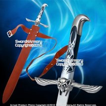 etrading 30&quot; Metal Flying Fantasy Sword with Leather Baldric Unsharpened... - £35.21 GBP