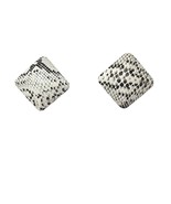 Black White Python Snake Print Square Post Earrings 80s 90 Boho Costume ... - $20.87 CAD