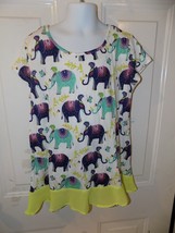J.khaki Elephant Print Top Size M Girl&#39;s NEW - £14.23 GBP