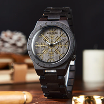 Men&#39;s Watch Wooden Wristwatch Viking Style Gift for Men Wood Box Fashion... - £53.88 GBP