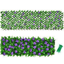 Expandable Fence Privacy Screen Faux Ivy Panel w/Purple Flower 1 PACK - £71.88 GBP