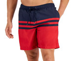 Club Room Men&#39;s Colorblocked 7&quot; Quick Dry Swim Trunks Fire Red Combo-Sma... - $16.94
