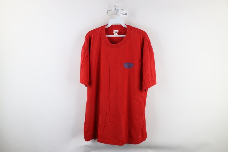 Vintage 90s The Rainforest Cafe Mens XL Faded Spell Out Chicago T-Shirt Red - $49.45
