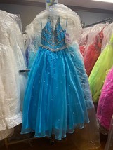 NEW* Little Rosie Girls Glitz Long National Pageant Dress LR2050 Turq 6 ... - $420.40