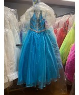 NEW* Little Rosie Girls Glitz Long National Pageant Dress LR2050 Turq 6 ... - $420.40