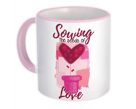 Heart Flower Pot Patchwork : Gift Mug Valentines Day Love Romantic Sowing Seeds - £12.57 GBP