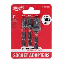 Milwaukee Socket Adapter Set Impact Duty Hex Shank 1/4 1/2 3/8 in. Drive... - £10.73 GBP