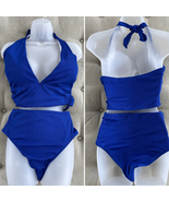 NEW SHEIN Cobalt Blue Ribbed Bikini High Waist Halter 4X - €11,12 EUR