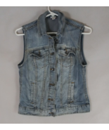 Merona Women&#39;s Distressed Button-Up 4 Pocket Denim Vest Size XS - €10,86 EUR
