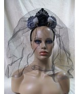 Gothic Black Gray Corpse Bride Veil Headband Skull Widow VooDoo Priestes... - $20.29 CAD