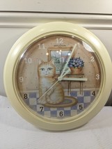 Vintage Spatrus Clock Kitty Cat round ginger orange tabby Cottagecore Ma... - $65.00