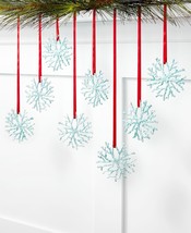 Holiday Lane Seaside Set of 8 Shatterproof Teal Snowflake Christmas Ornaments - £15.56 GBP