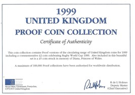 1999 Great Britain 9 Coin 1 Piece C.O.A. And Document Set~No Coins~Free ... - £2.95 GBP
