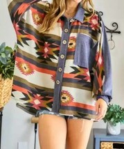 Adora aztec button down shacket in Charcoal/Grey - size S - $27.72