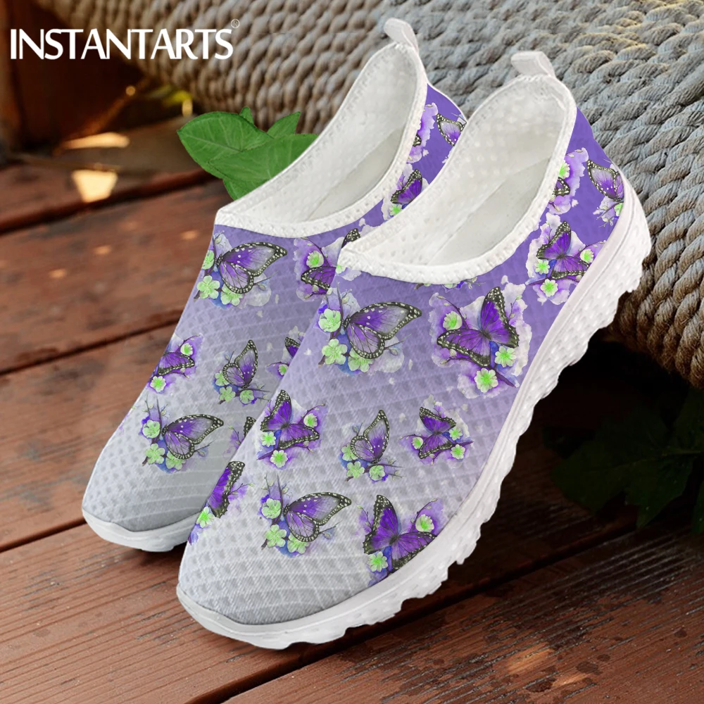 Flies floral printed women s flat shoes summer slip on mesh sneakers breathable comfort thumb200