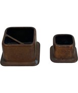 Two Copper Metal Square Inkwell Ink Wells Open Desktop Items Sony Prop S... - $28.89 CAD