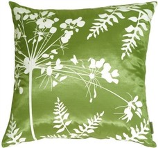 Pillow Decor - Green with White Spring Flower & Fern Pillow 16x16 KB1-0007-03-16 - $24.95