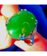 Earth mined Green JADEITE Jade Antique Engagement Ring Deco Diamond 14k ... - $205,869.91 CAD