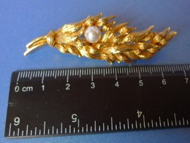 Fashion jewelry bijouterie UK Brooch Pin Leaf Spica BRANCH Gold tone marked WEST - £7.71 GBP