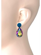 1&quot; Long Iridescent Red &amp; Cerulean Blue Classy Designer Earrings By Sorrelli - £53.99 GBP