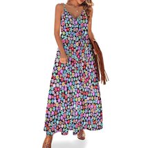 Mondxflaur Colorful Daisy Summer Dresses for Women V-neck Spaghetti Strap Dress - £26.53 GBP