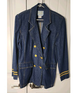 Vtg 80s 90s Womens Oversized Blue Denim Jacket Gold Buttons Size Medium ... - $39.78 CAD