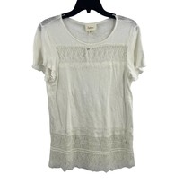 Anthropologie Deletta White Lace Detail Top Size XS New - £27.45 GBP