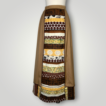 Vintage 1970s Handmade Maxi Skirt Quilted Quilt Tan Yellows Scandinavian 2 S E7 - £34.29 GBP