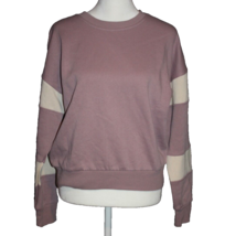 Hippie Rose Colorblocked Pullover Sweatshirt Purple Ivory Size M Medium NEW - $18.00