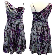 Marc New York Womens 10 Asymmetrical One Shoulder Dress Purple Abstract Ruched - £27.16 GBP