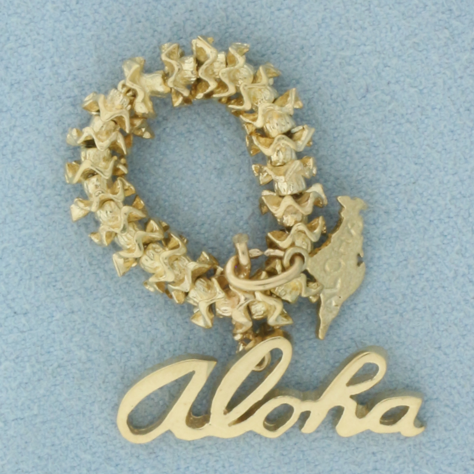 3-D Hawaii Aloha Lei Pendant or Charm in 14k Yellow Gold  - $617.50