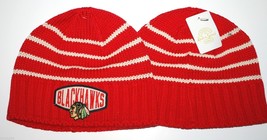 Chicago BLACKHAWKS- Reebok Retro Nhl Striped Knit Hockey HAT/BEANIE/TOQUE - Osfm - £12.89 GBP